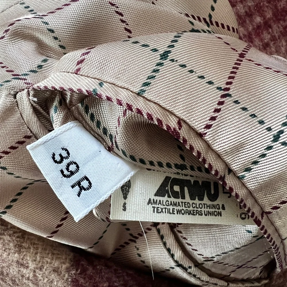 Vintage Tommy Hilfiger Patchwork Plaid‎ Blazer ACTWU Union USA Crest Logo Rare